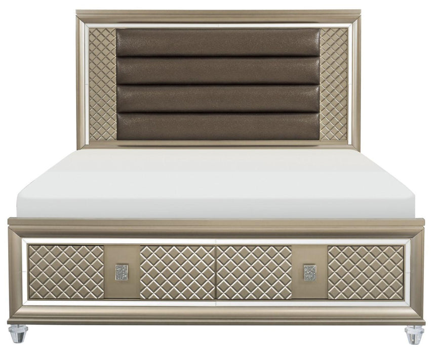 Loudon King Platform with Storage Bed in Champagne Metallic 1515K-1EK* - Home Discount Furniture - NJ-linden