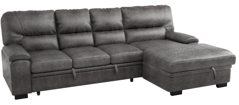Michigan Sectional with Pull Out Bed and Right Chaise in Dark Gray 9407DG*2RC3L - Home Discount Furniture - NJ-linden