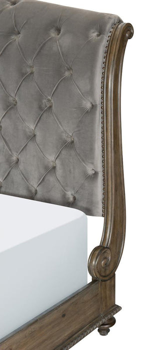 Rachelle Queen Sleigh Bed in Weathered Pecan 1693-1* - Home Discount Furniture - NJ-linden