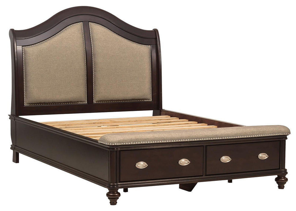 Marston Queen Sleigh Storage Bed in Dark Cherry 2615DC-1 - Home Discount Furniture - NJ-linden