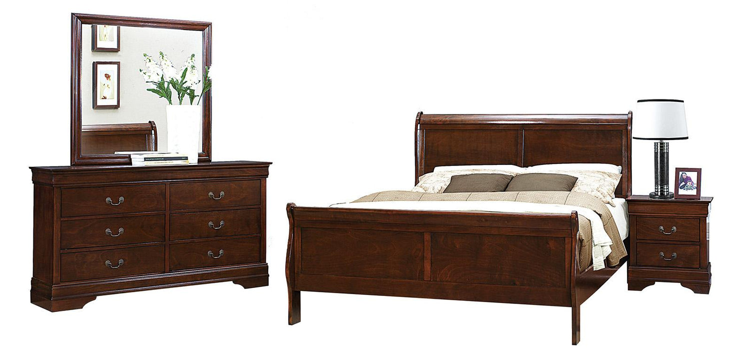 Mayville Queen Sleigh Bed in Brown Cherry 2147-1 - Home Discount Furniture - NJ-linden