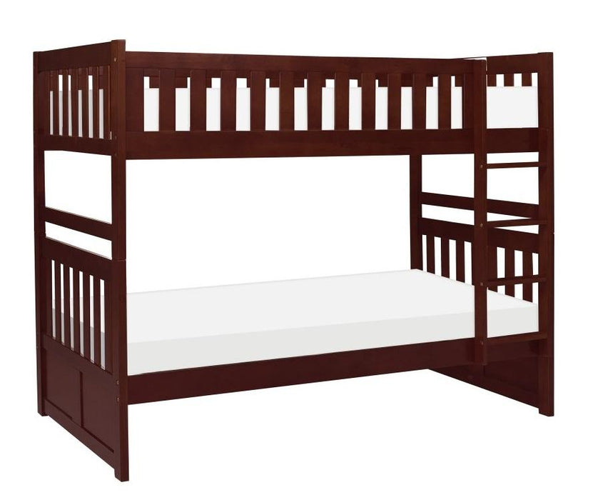 Rowe Twin/Twin Bunk Bed in Dark Cherry B2013DC-1* - Home Discount Furniture - NJ-linden