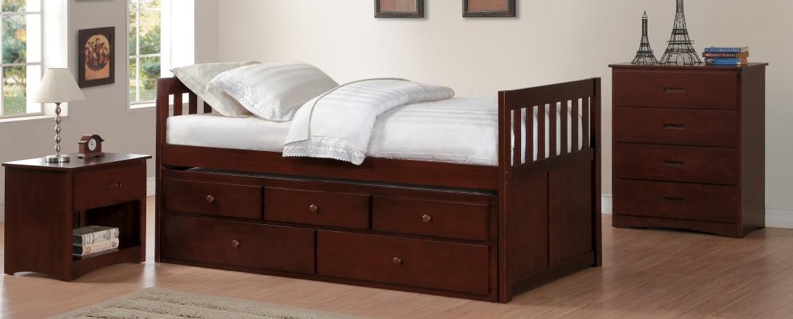 Rowe Twin/Twin Trundle Bed w/ Two Storage Drawers in Dark Cherry B2013PRDC-1* - Home Discount Furniture - NJ-linden