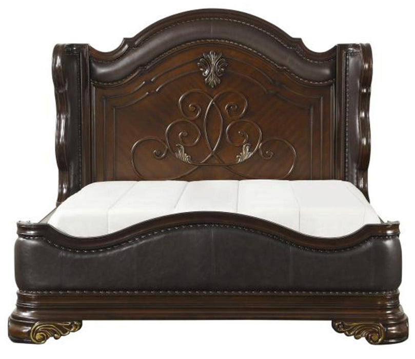 Royal Highlands Queen Upholstered Panel Bed in Rich Cherry 1603-1 - Home Discount Furniture - NJ-linden