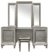 Tamsin 3pcs Vanity Dresser with Mirror in Silver Grey Metallic 1616-15 image