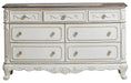 Cinderella 7 Drawer Dresser in Antique White with Grey Rub-Through 1386NW-5 image
