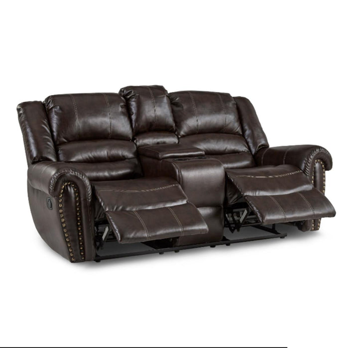 Center Hill Double Glider Reclining Loveseat w/ Center Console in Dark Brown 9668BRW-2 - Home Discount Furniture - NJ-linden