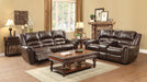 Center Hill Double Glider Reclining Loveseat w/ Center Console in Dark Brown 9668BRW-2 - Home Discount Furniture - NJ-linden